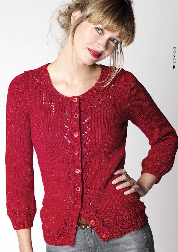 tricot femme gilet rouge léger